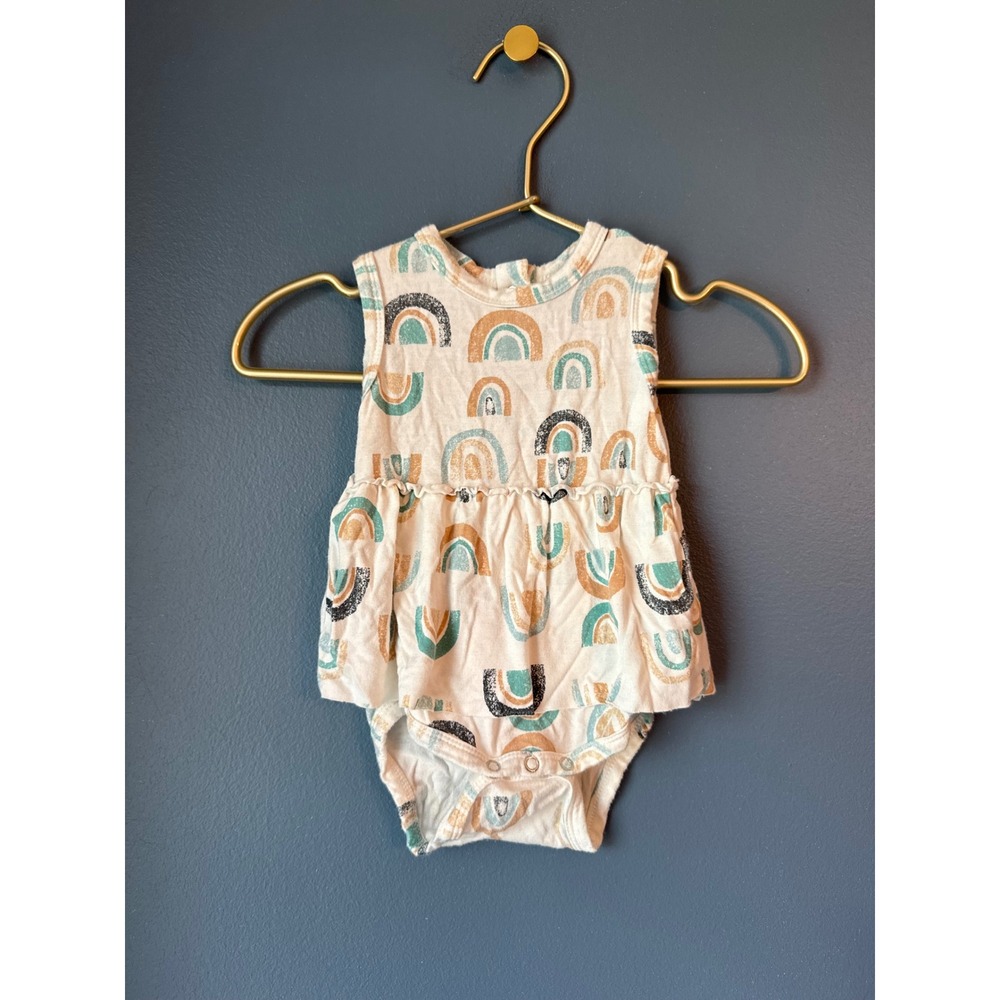 Spearmint Love Rainbow Bamboo Peplum Romper onesie Bodysuit 0-3M